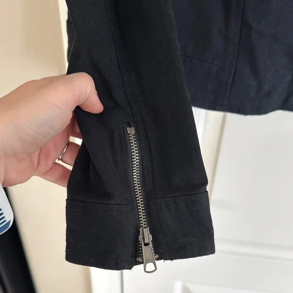 Old Navy Black Utility Jacket with Asymmetrical Zipper and Notched Collar / H2 - Picture 3 of 4